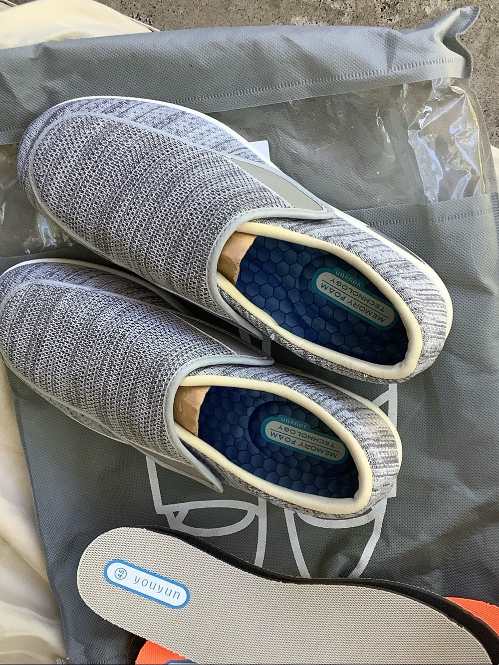 Men's Light Gray Knit Slip-On Memory Foam Loafers